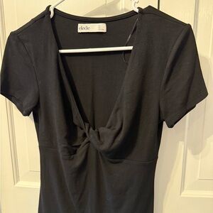 Elodie Black Tie Front Fitted Bodysuit